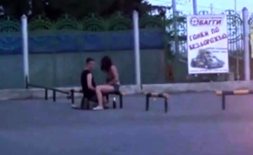 Wild Brunette Has Sex With Her Boyfriend In A Public Place 