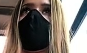 Masked Blonde Teen Brings Her Pussy To Climax In Public