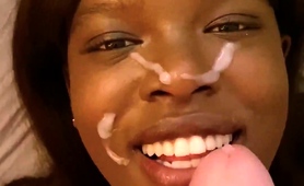 Beautiful Black Teen Facialized By A White Guy Pov Style