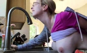 Big Breasted Blonde With Glasses Gets Rammed Hard Doggystyle