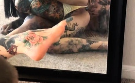 Tattooed Couple Having Wild Sex In Front Of The Mirror