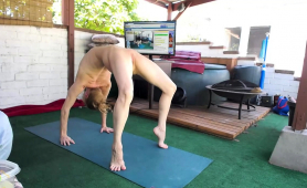 attractive-blonde-milf-enjoying-some-naked-yoga-on-webcam